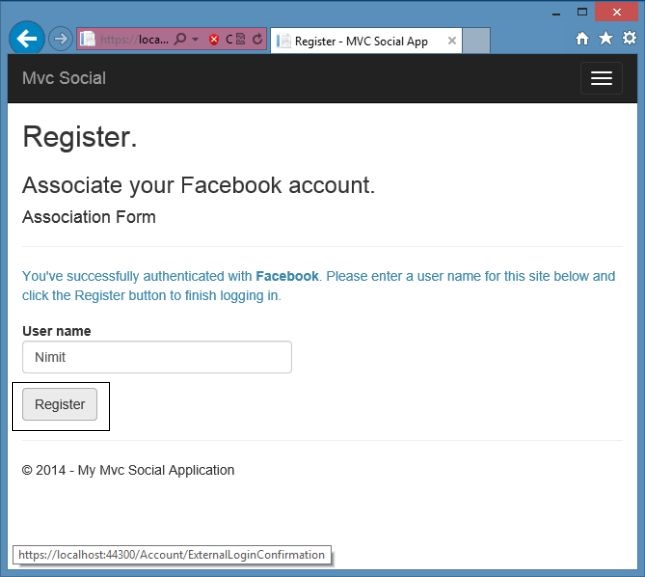 Register Facebook Auth in MVC